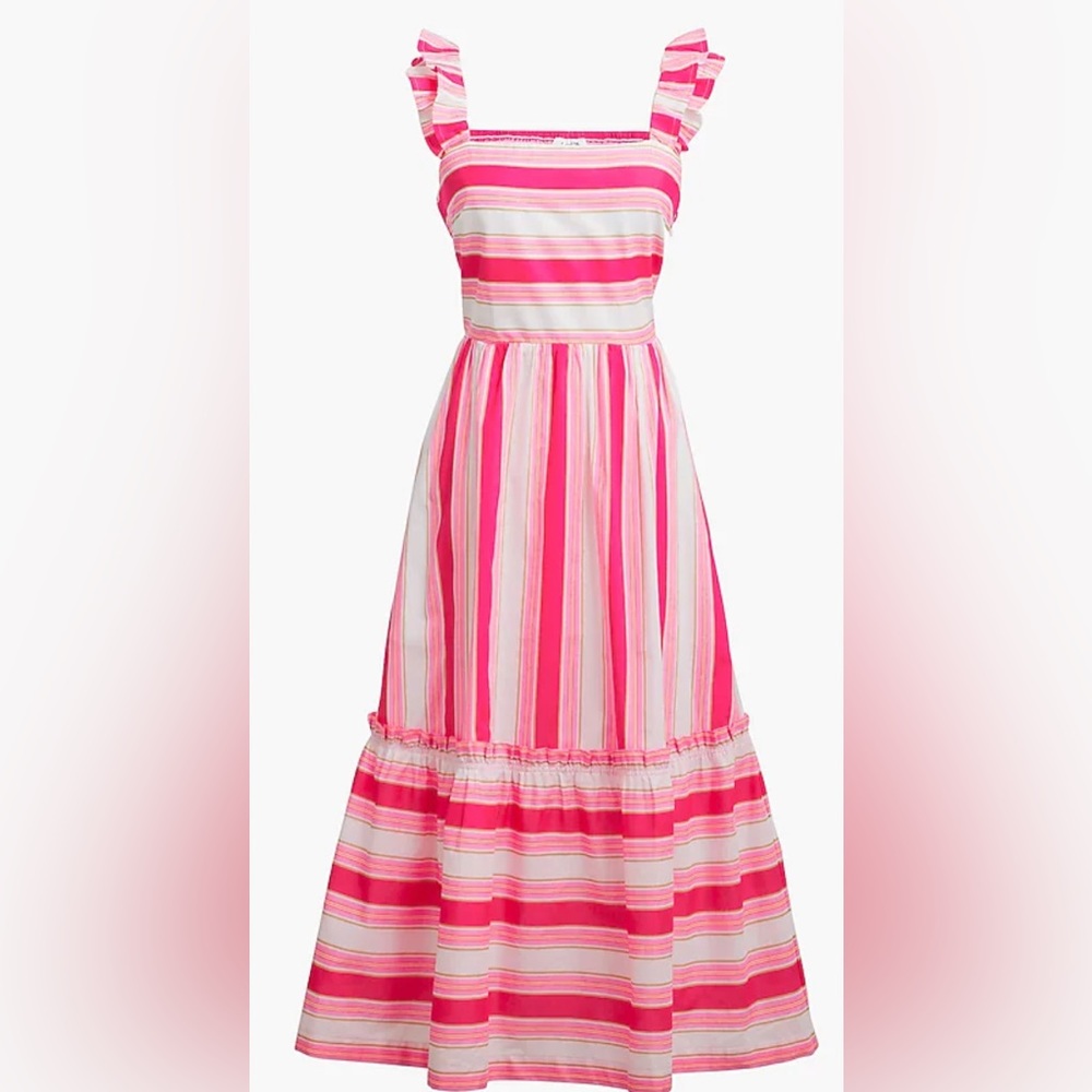 J-Crew Striped squareneck midi dress. Size 8. Original $128!